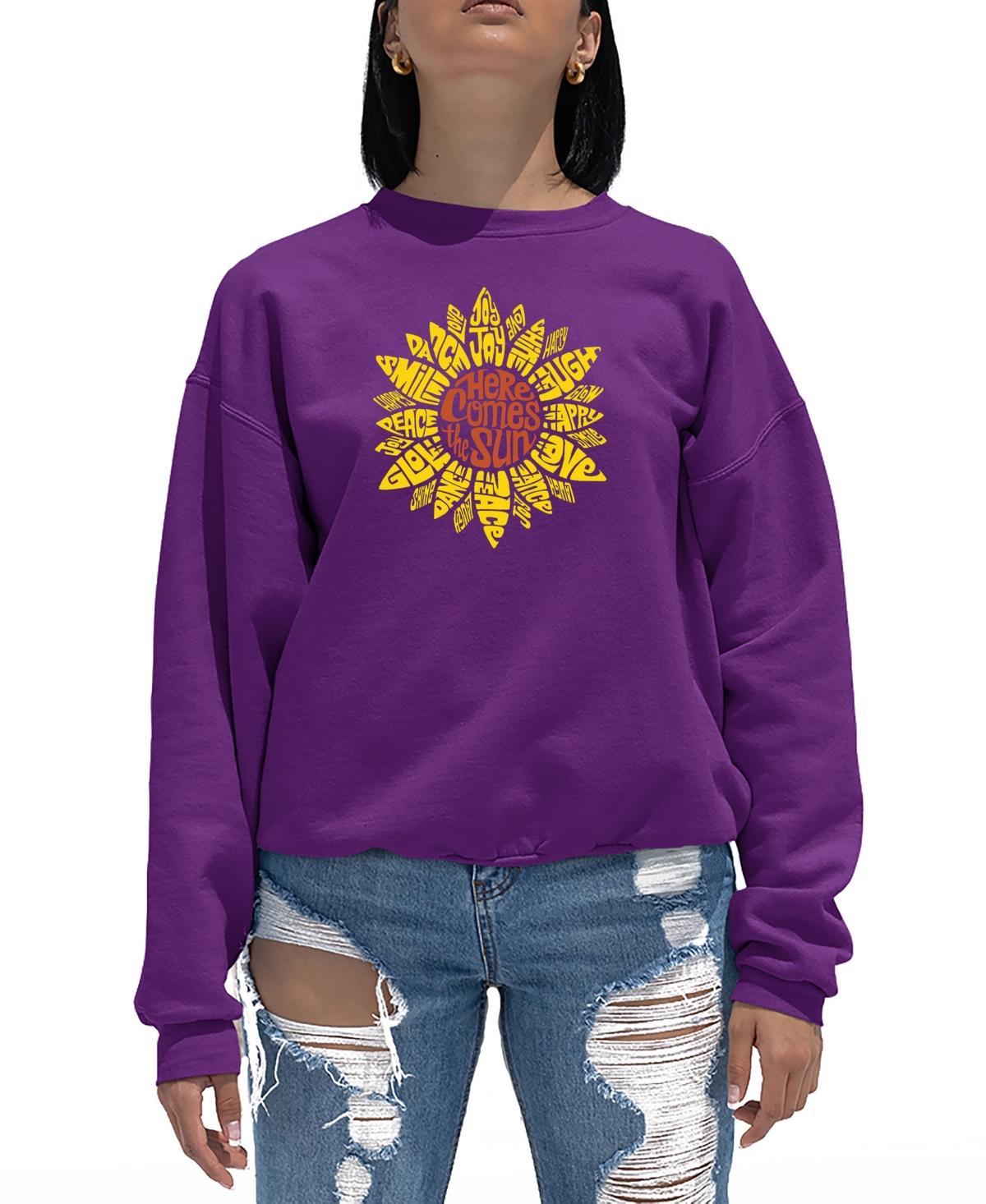 La Pop Art Womens Sunflower Word Art Crewneck Sweatshirt Product Image