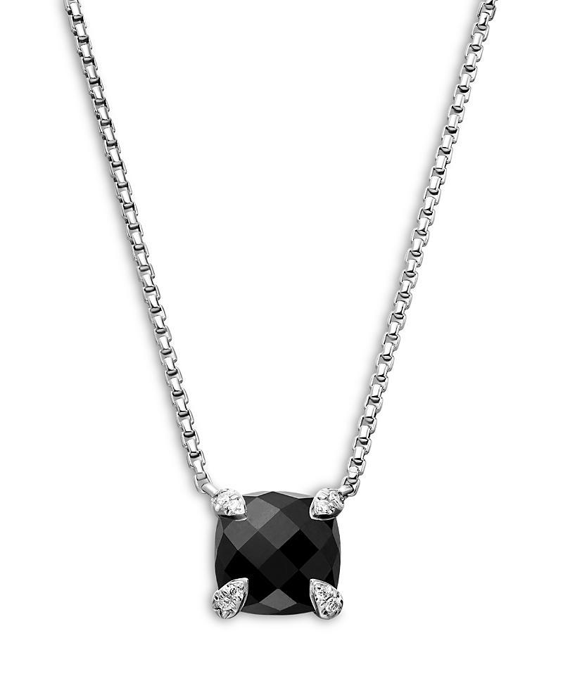Womens Petite Chatelaine Pendant Necklace with Pave Diamonds Product Image