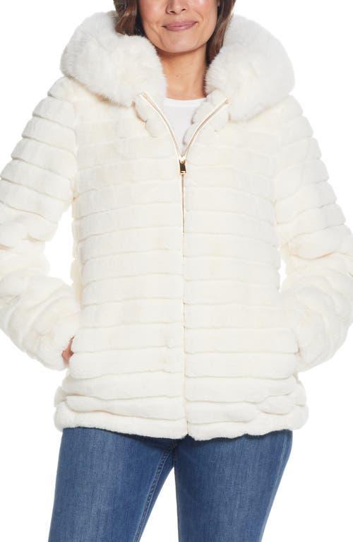 Plus Size Gallery Hooded Faux-Fur Zip-Up Jacket, Womens Ivory Product Image
