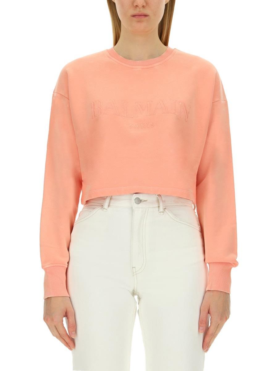 BALMAIN Sweatshirt With Logo In Pink Product Image
