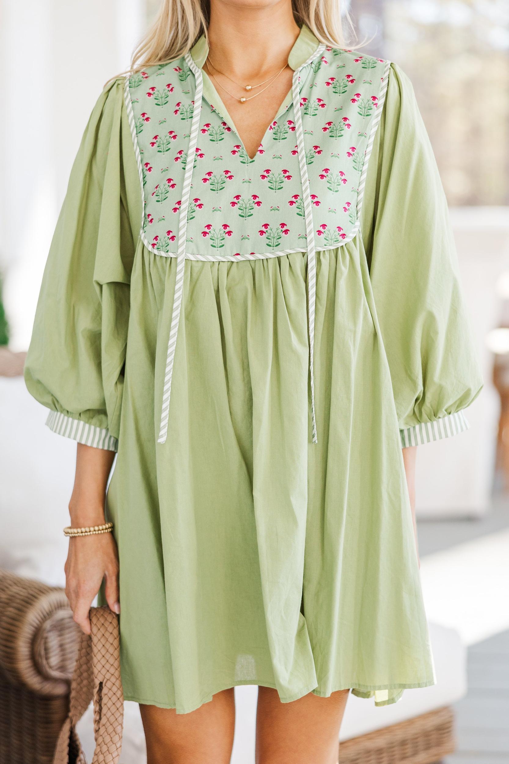The Finesse Olive Green Medallion Dress Female Product Image