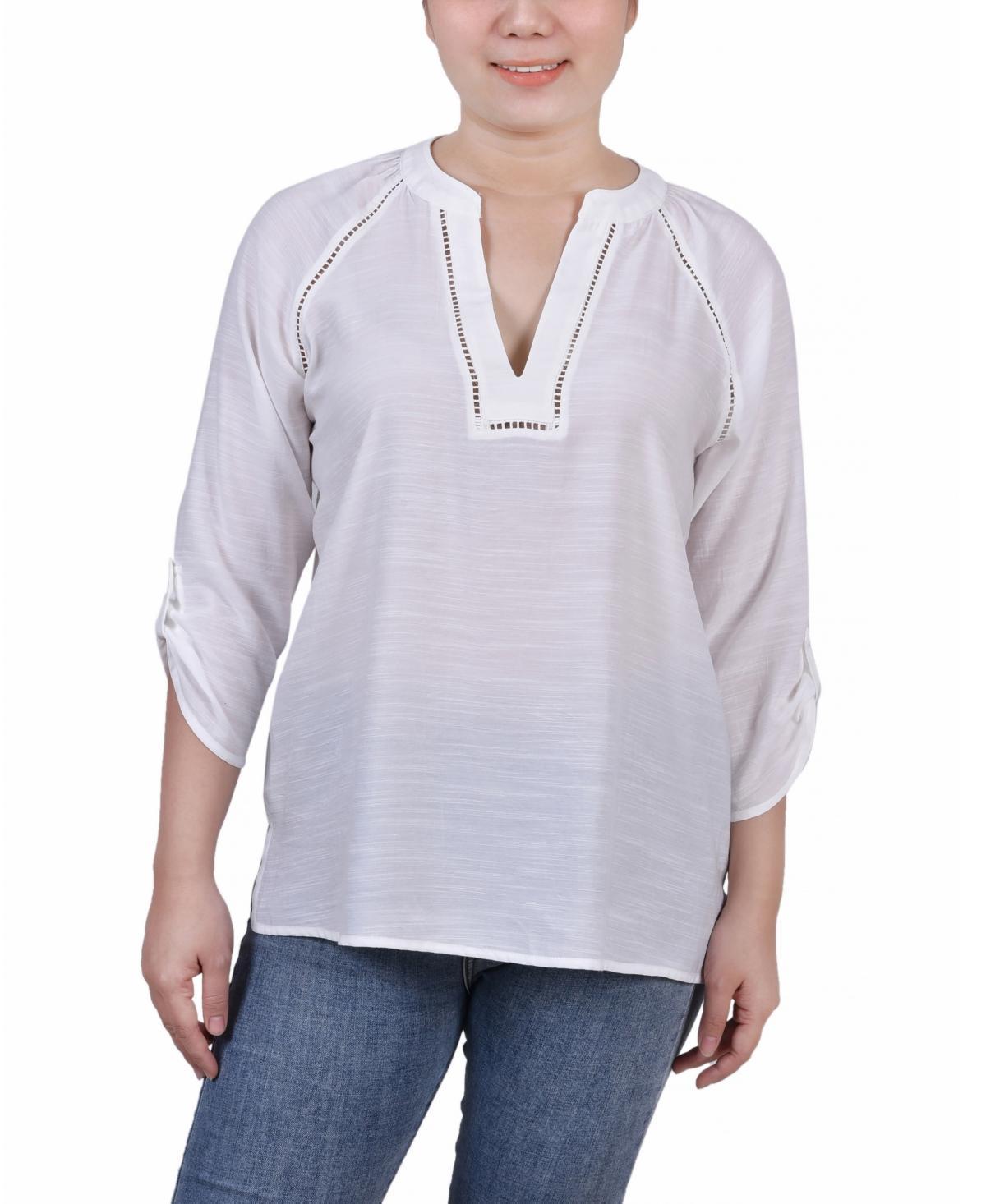 Ny Collection Womens Raglan Sleeve Split Neck Blouse Top Product Image