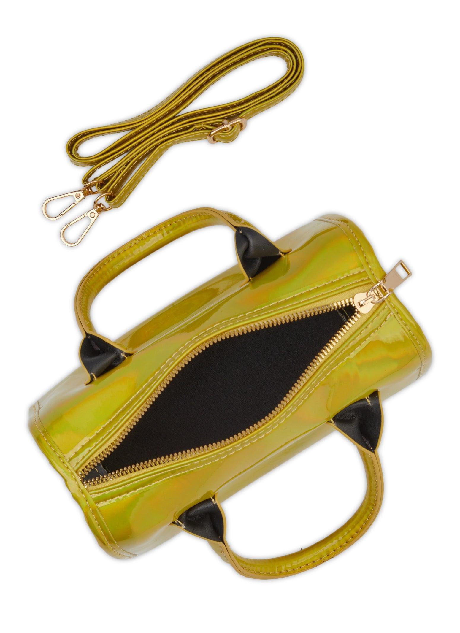 Faux Patent Leather Convertible Top Handle Crossbody Bag Female Product Image