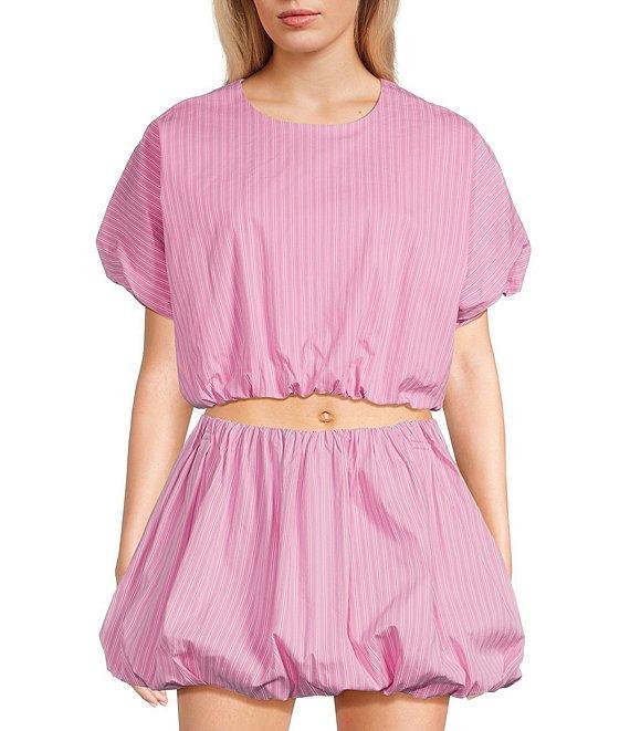 GB Woven Stripe Poplin Puff Coordinating Blouse Product Image
