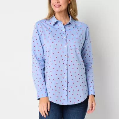 St. John's Bay Womens Long Sleeve Oversized Button-Down Shirt Product Image