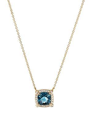 David Yurman Petite Chatelaine Pave Bezel Pendant Necklace in 18K Yellow Gold with Hampton Blue Topaz, 18 Product Image