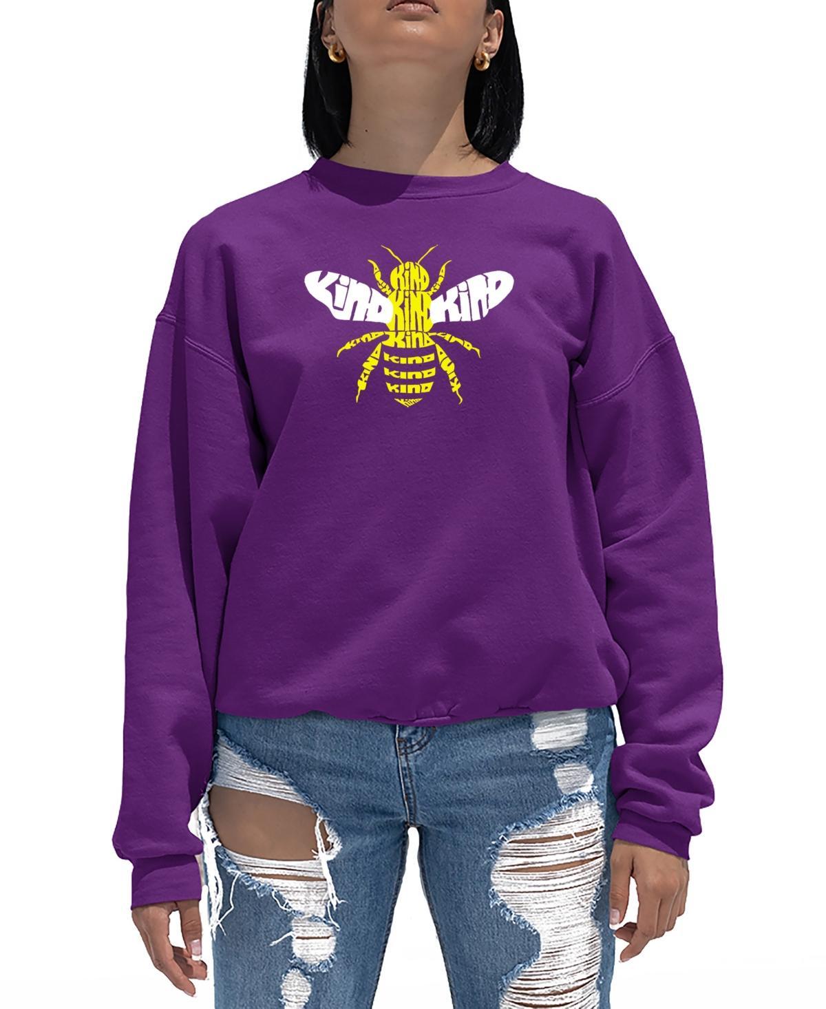 La Pop Art Womens Bee Kind Word Art Crewneck Sweatshirt Product Image