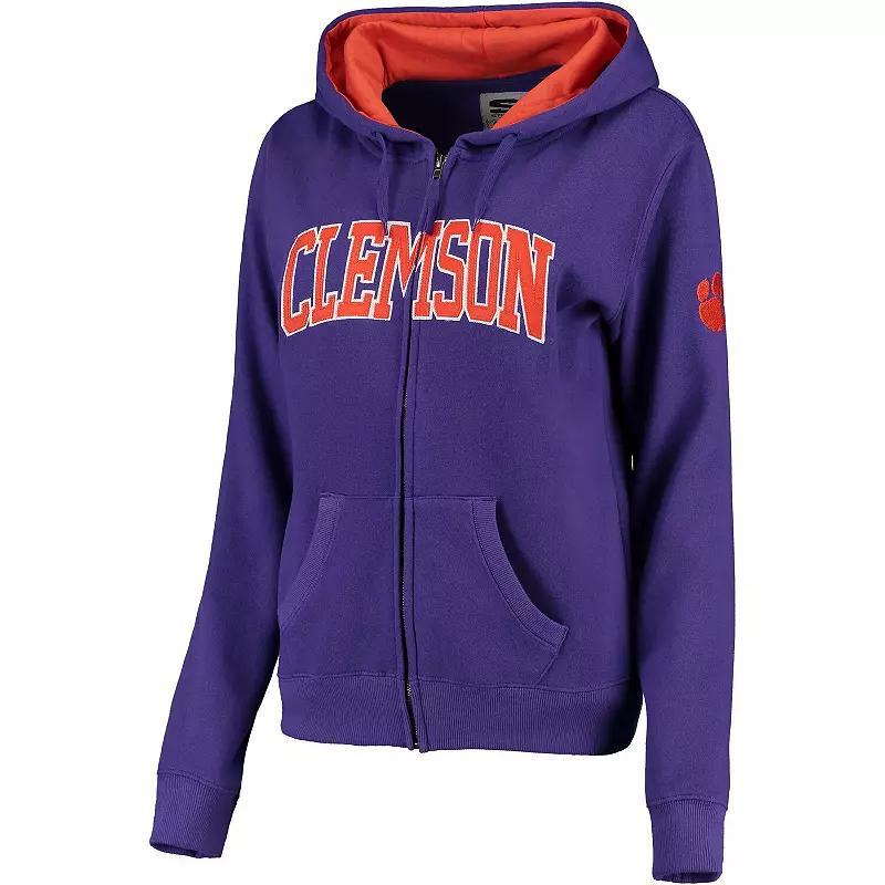 Women's Purple Clemson Tigers Arched Name Full-Zip Hoodie, Size: Small Product Image