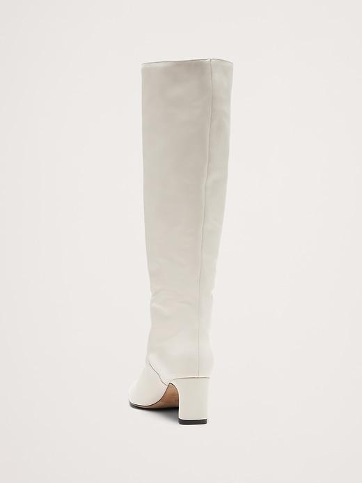 Italian Embossed Leather Mid-Heel Boot Product Image