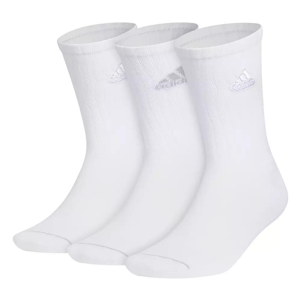 Men's adidas 3-Pack Classic Cushioned 2.0 Crew Sock, Size: 6-12, White Grey Product Image