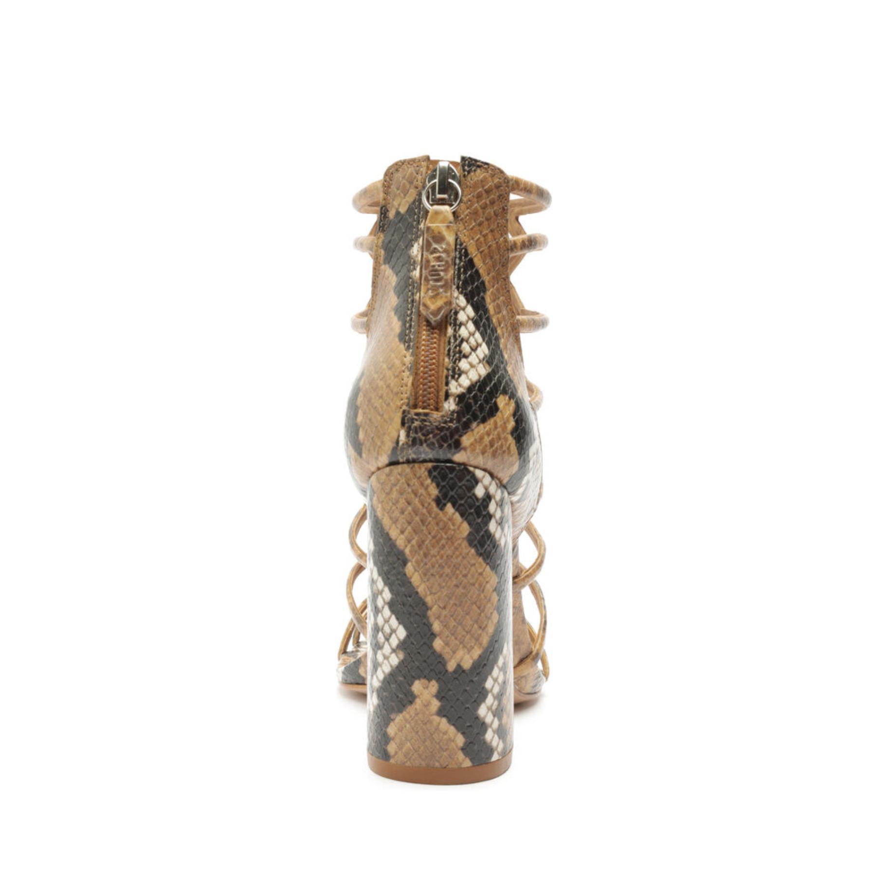 Julianna Block Snake-Embossed Leather Sandal Product Image