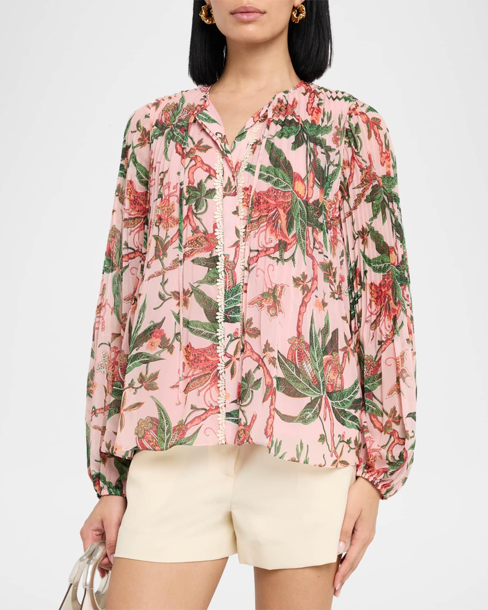Helen Pleated Floral-Print Blouse Product Image