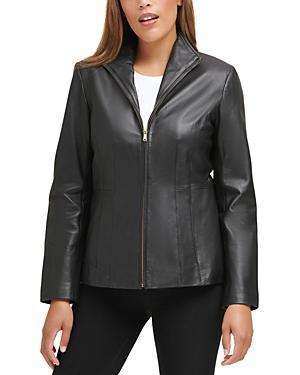 Cole Haan Leather Stand Collar Jacket Product Image