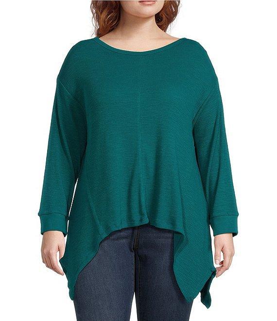 Westbound Plus Size Long Sleeve Crew Neck Asymmetrical Hem Top Product Image