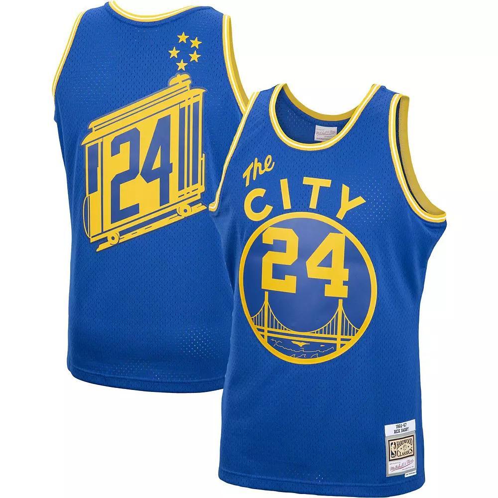 Mens Mitchell & Ness Rick Barry Royal Golden State Warriors 2001/02 Hardwood Classics Swingman Jersey Product Image