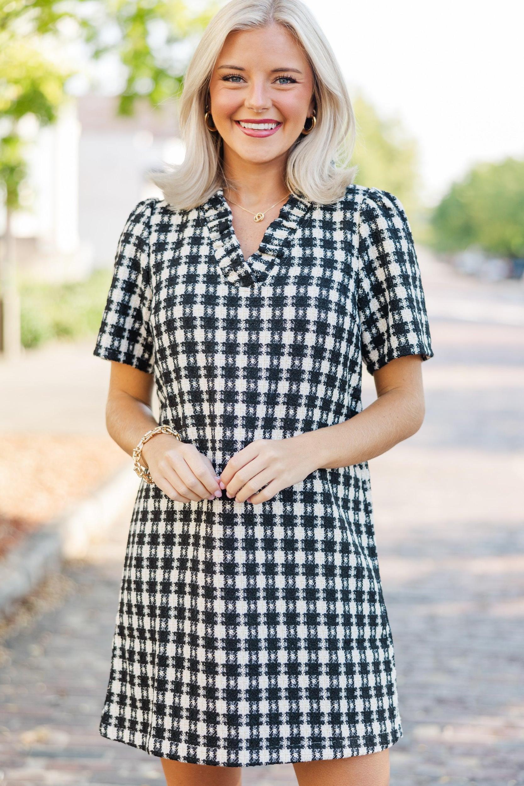 Get What You Need White & Black Tweed Dress Female Product Image