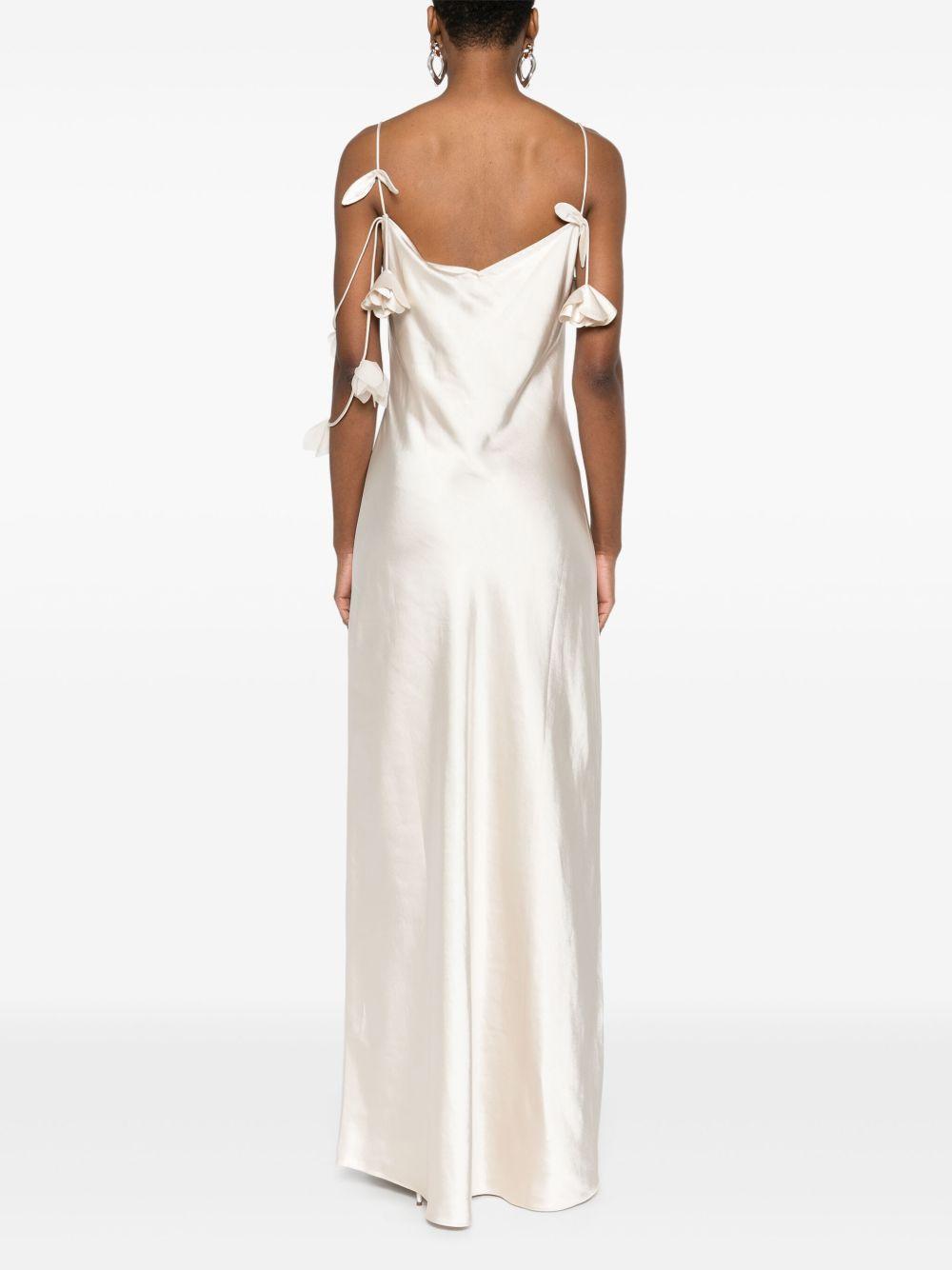 floral-appliqué satin maxi dress Product Image