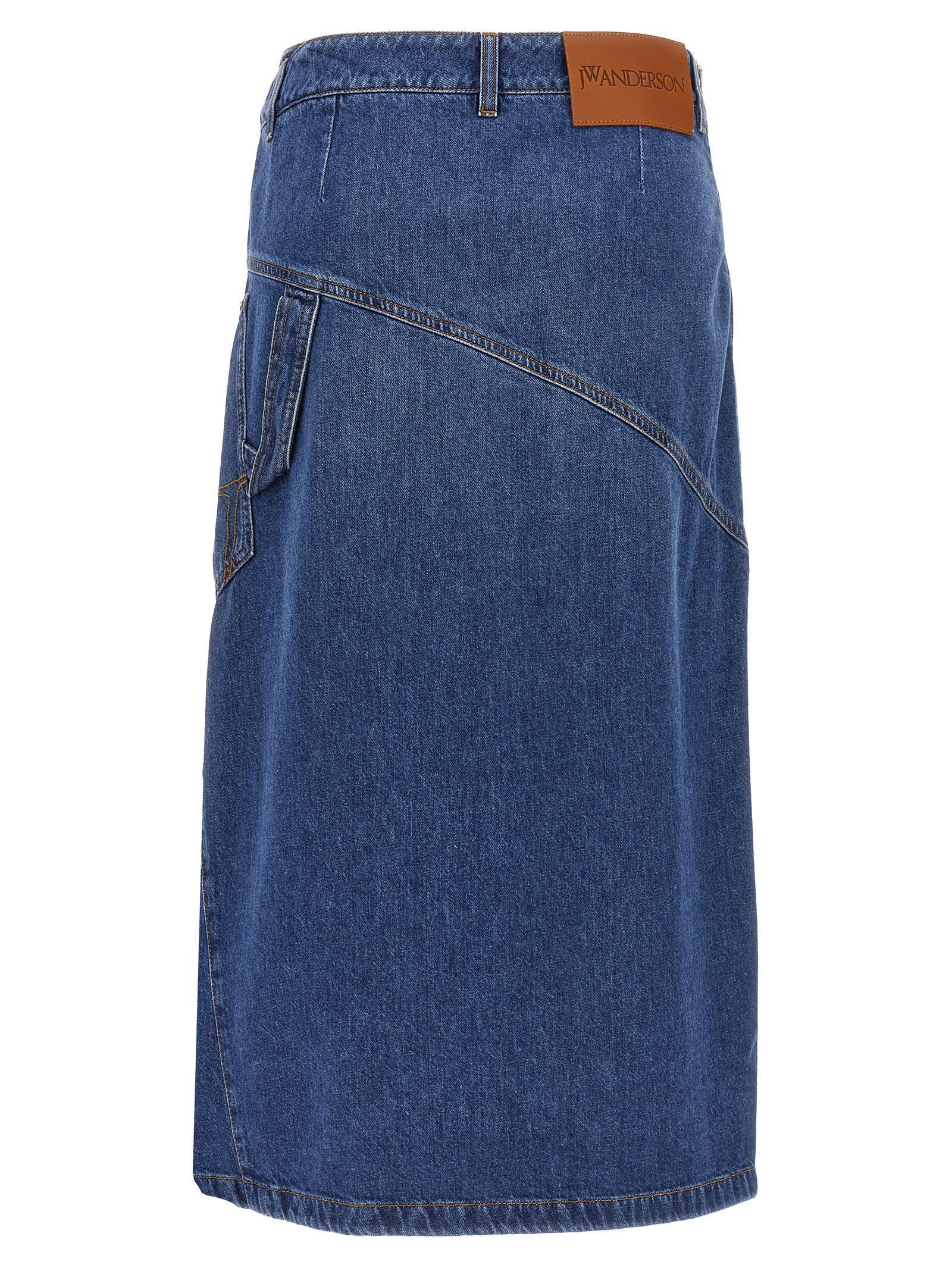JW ANDERSON Wrap-design Denim Skirt In Blue Product Image