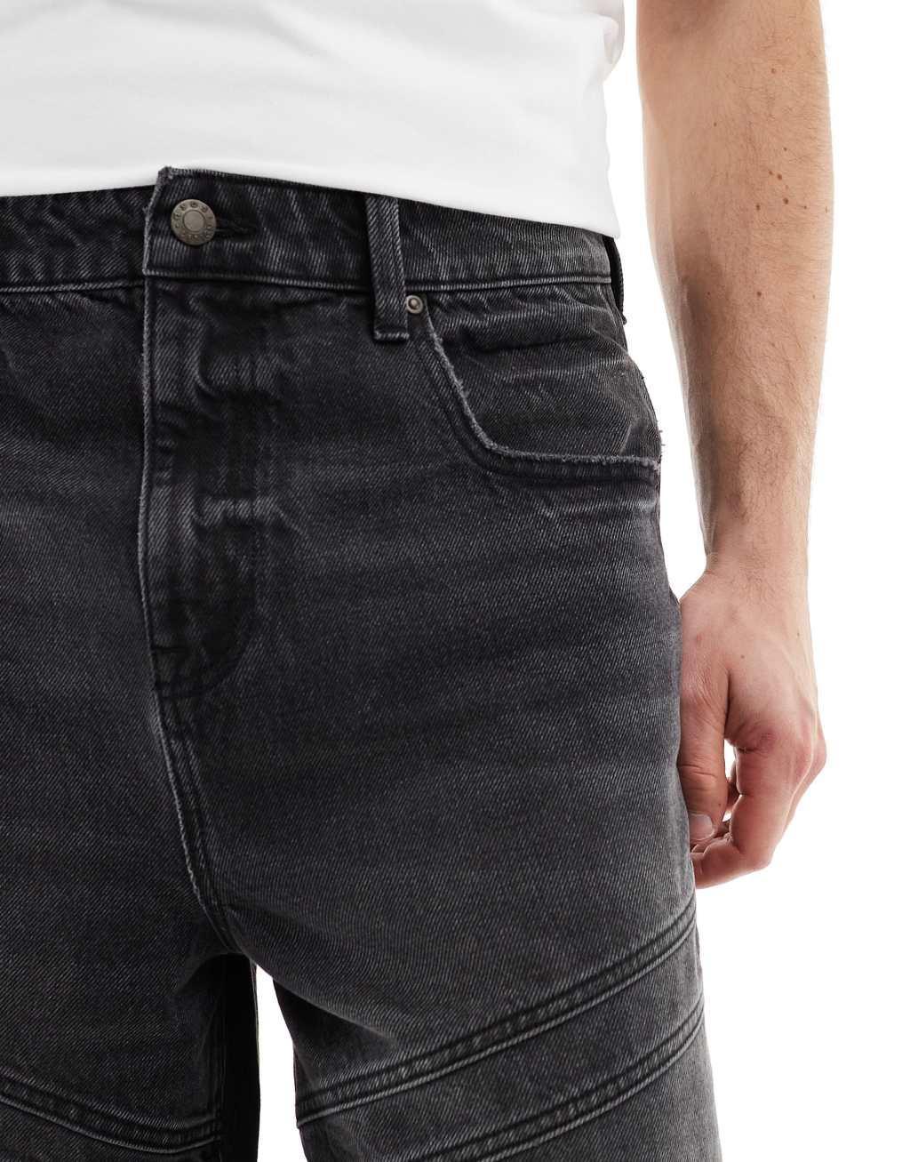 ASOS DESIGN super long length denim jorts with panels in washed black Product Image
