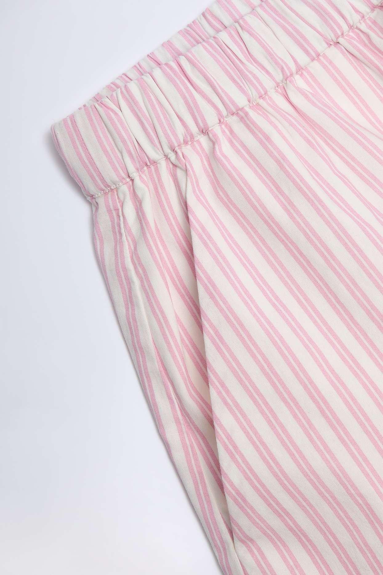 Mid-Rise Cotton-Poplin Shorts in Pink Stripe Product Image