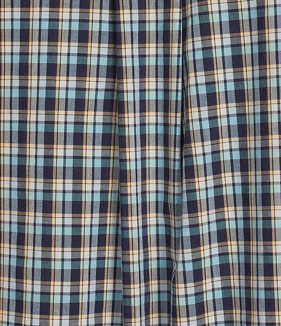 Roundtree & Yorke Short Sleeve Mini Multi-Plaid Poplin Sport Shirt Product Image