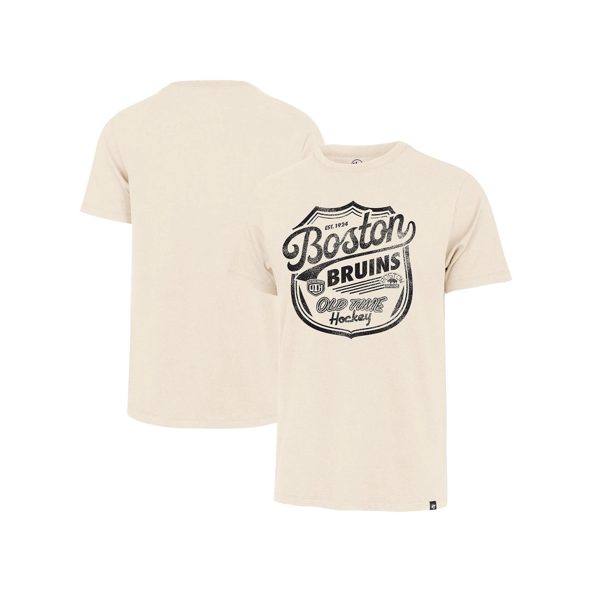 Men's '47  Cream Boston Bruins Poke Check Franklin T-Shirt, Size: Small, Beige Product Image