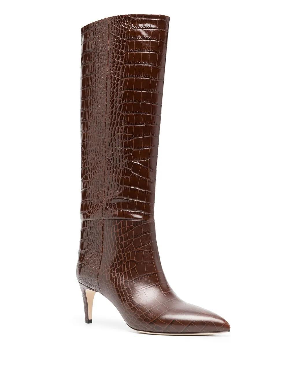 65mm crocodile-effect leather boots Product Image