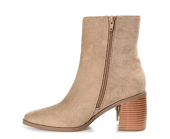 Journee Collection Womens Noriah Tru Comfort Foam Inside Zip Stacked Heel Booties Brown 6.5 Product Image