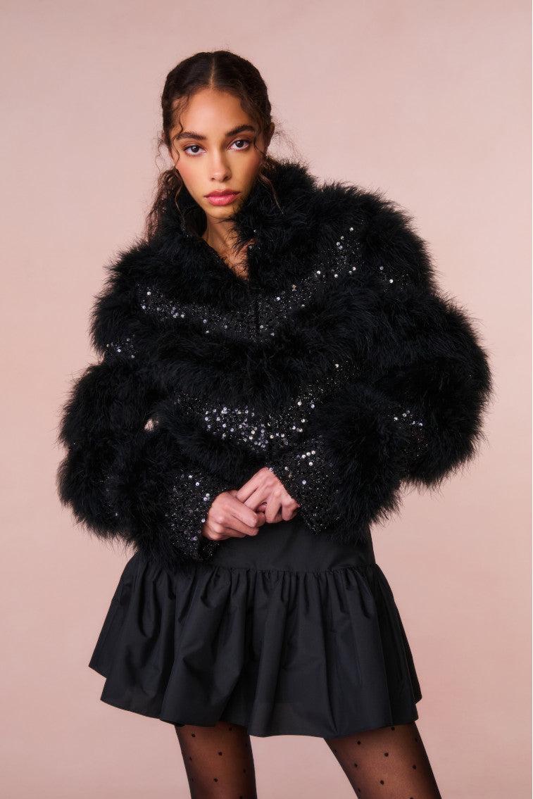 Curran Sequin Feathered Jacket Product Image