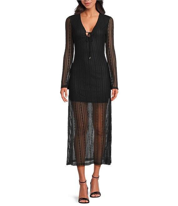 Chelsea & Violet Adalyn Lace Tie Front V-Neck Maxi Dress Product Image