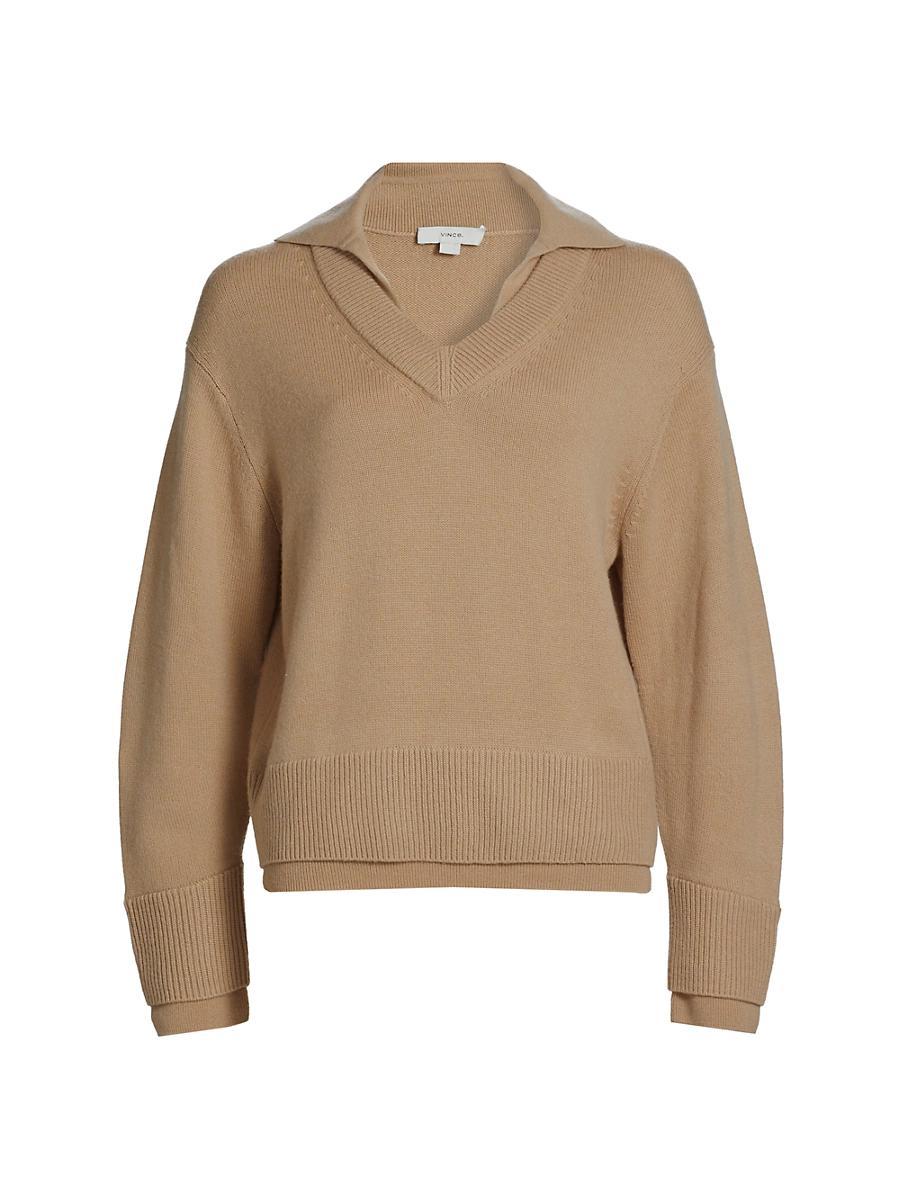 Wool-Cashmere Double-Layer Collared Pullover Product Image
