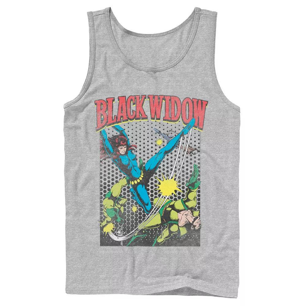 Mens Marvel Black Widow Classic Retro Comic Swing Tank Top Athletic Grey Product Image