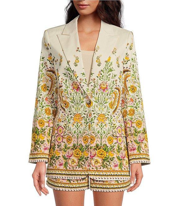 A Loves A Floral Woven Notch Lapel Long Sleeve Button Front Mid Length Coordinating Blazer Product Image
