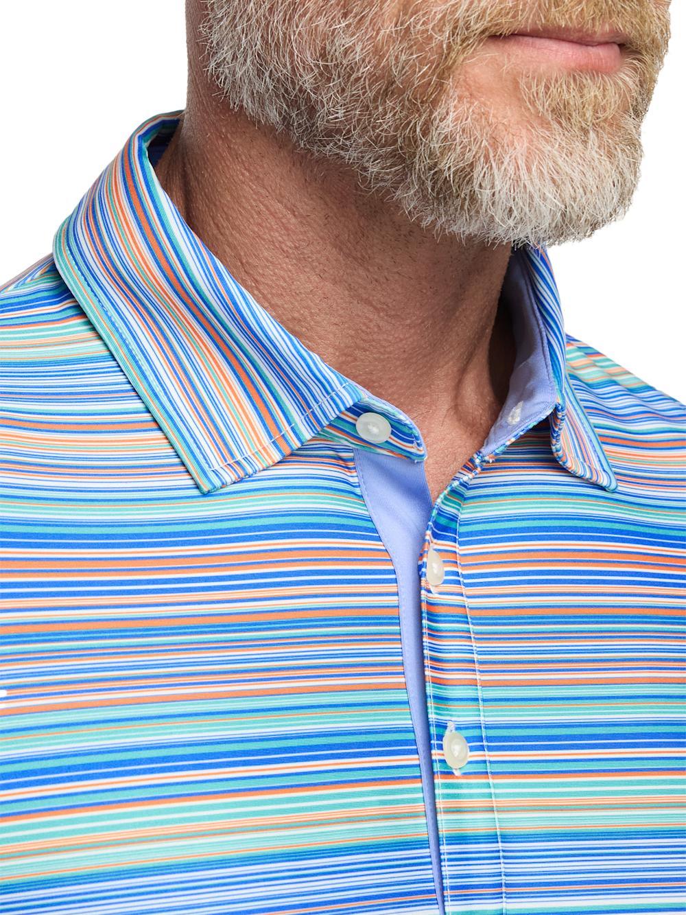 Performance Blend Three Button Patterned Performance Polo - Multi Product Image