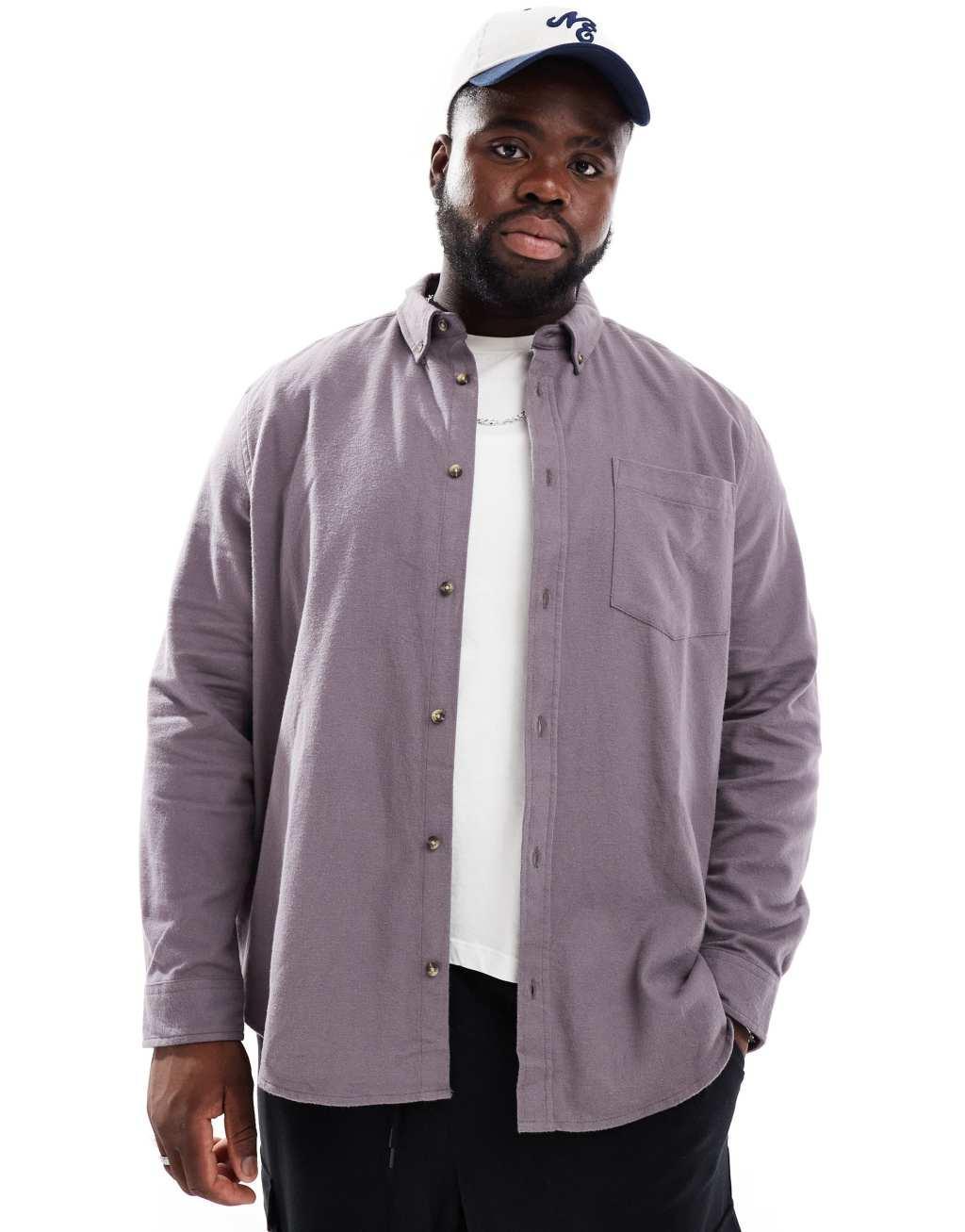 ASOS DESIGN brushed oxford regular shirt in gray Product Image