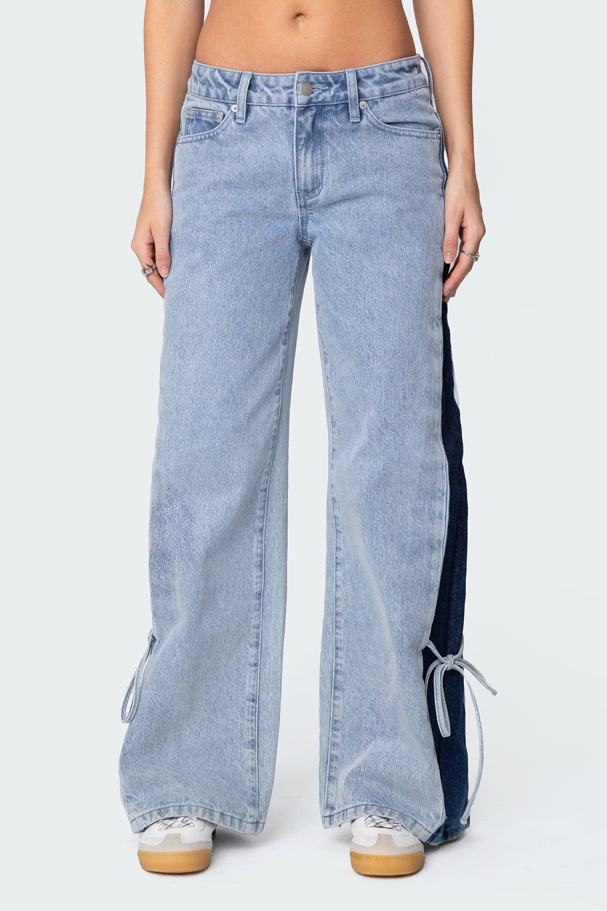 Contrast Split Washed Jeans Product Image