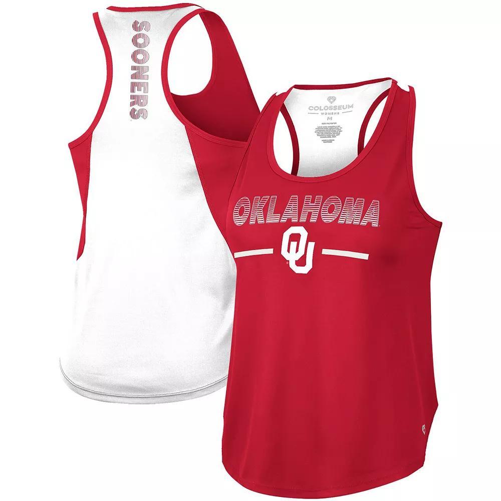 Women's Colosseum Crimson Oklahoma Sooners Sachs 2-Hit Scoop Neck Racerback Tank Top, Size: Small, Red Product Image
