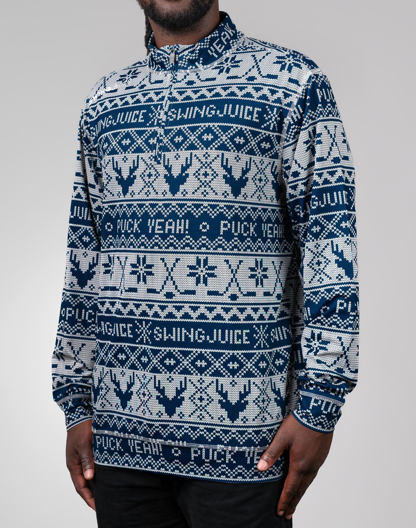 SwingJuice Hockey Puck Yeah Fairisle Men's Quarter Zip Product Image