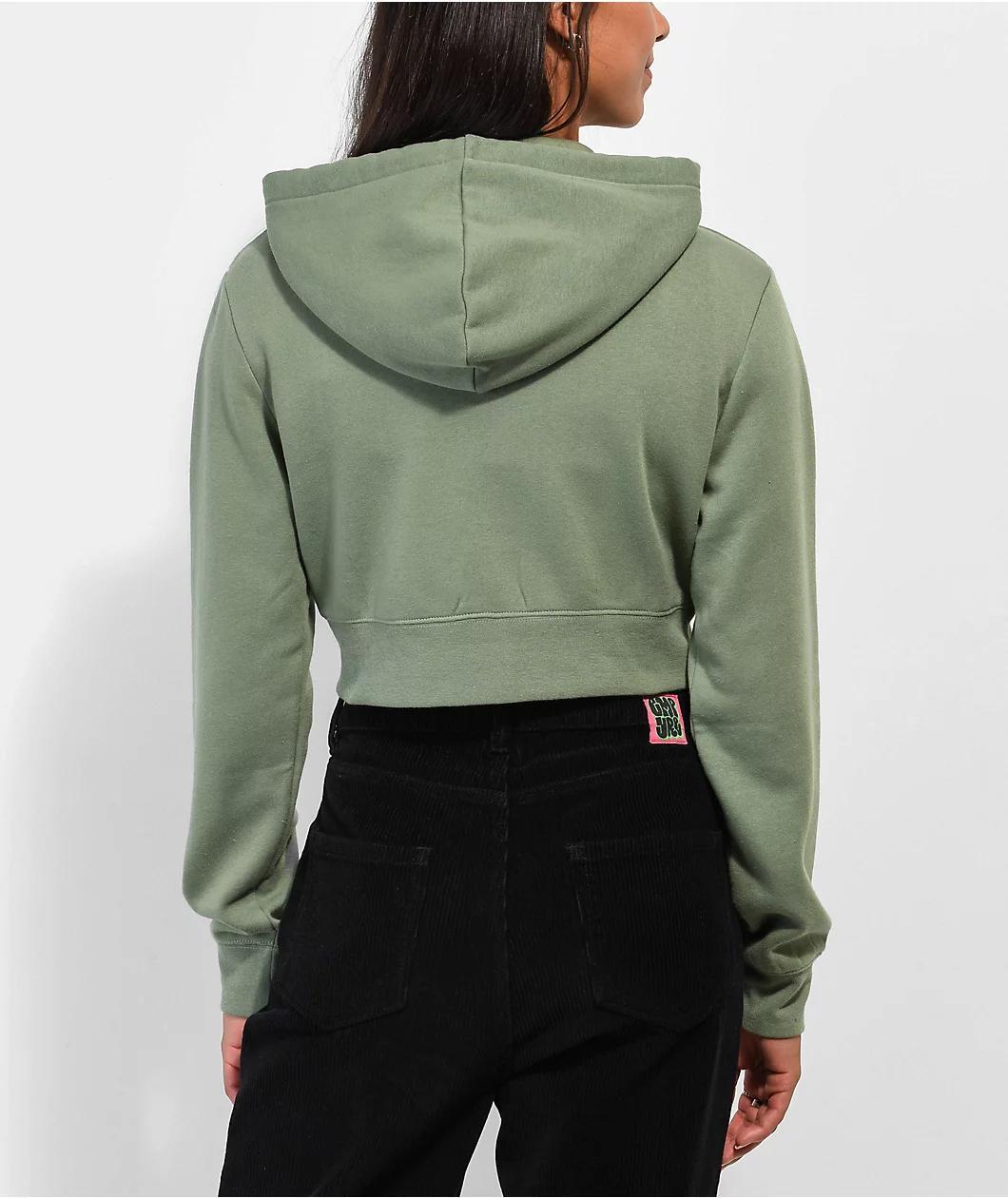Zine Kya Green Crop Zip Hoodie Product Image
