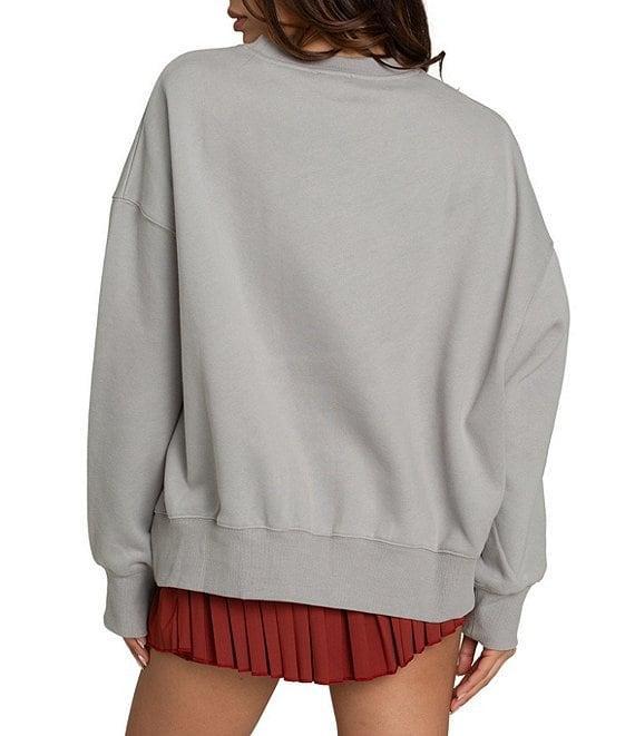 GOLD HINGE Wide Arm Crew Neck Long Sleeve Logo Sweatshirt Product Image