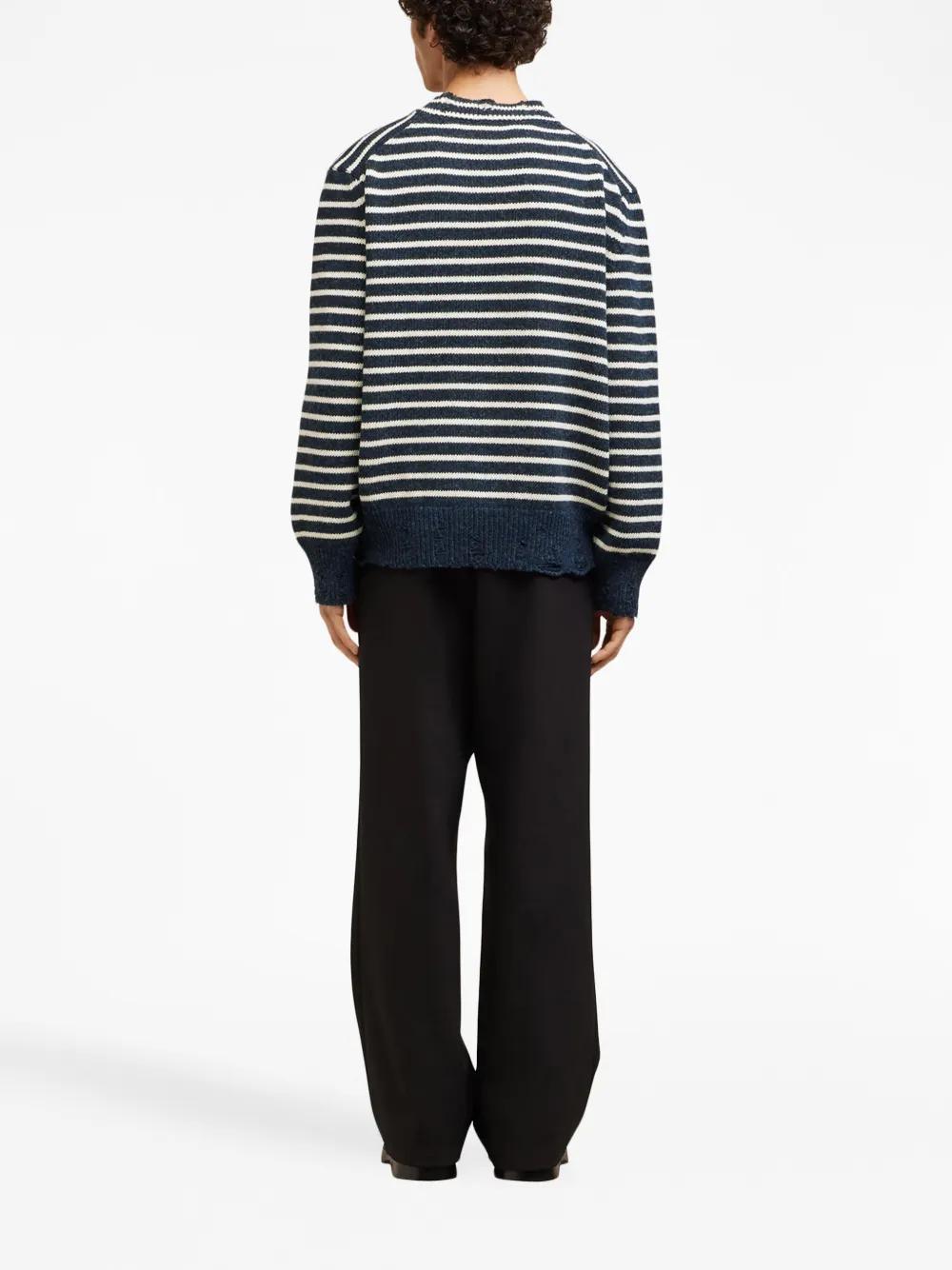 striped ribbed crew neck jumper Product Image