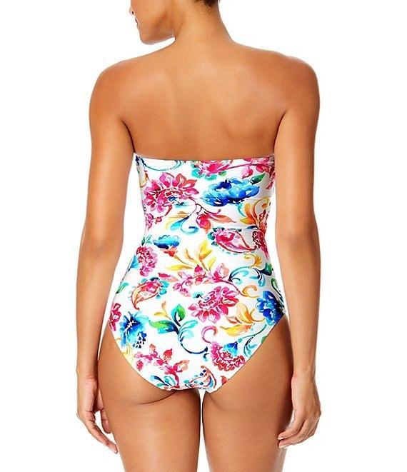 Anne Cole Watercolor Paisley Twist Front Strapless One Piece Swimsuit Product Image