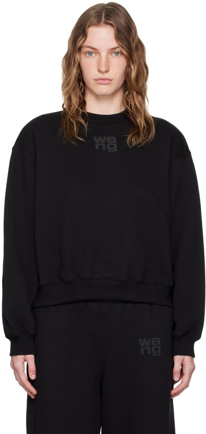 ALEXANDER WANG T Black Bonded Puff Logo Sweatshirt Product Image