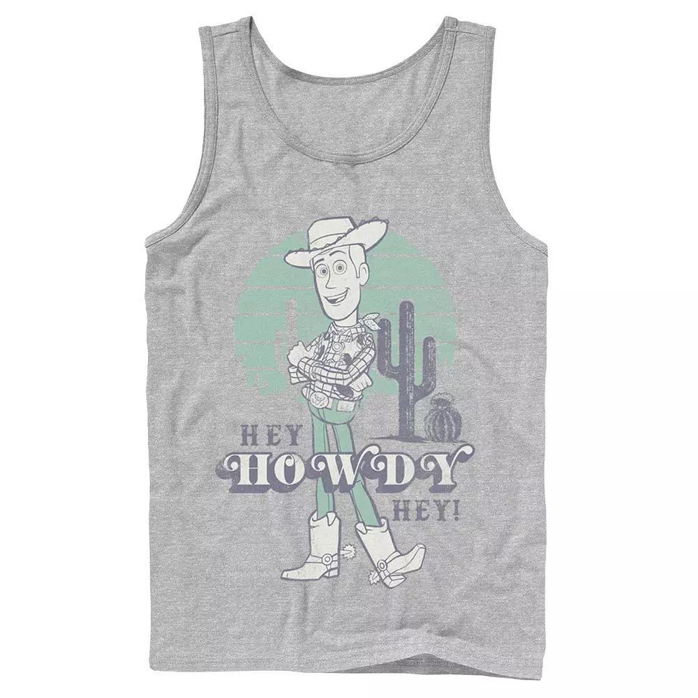 Men's Disney / Pixar Toy Story Pastel Hey Howdy Hey Woody Tank Top, Size: Large, Athletic Grey Product Image
