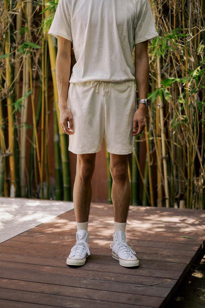 Men's Organic Drawstring Only Lounge Shorts in Natural Product Image