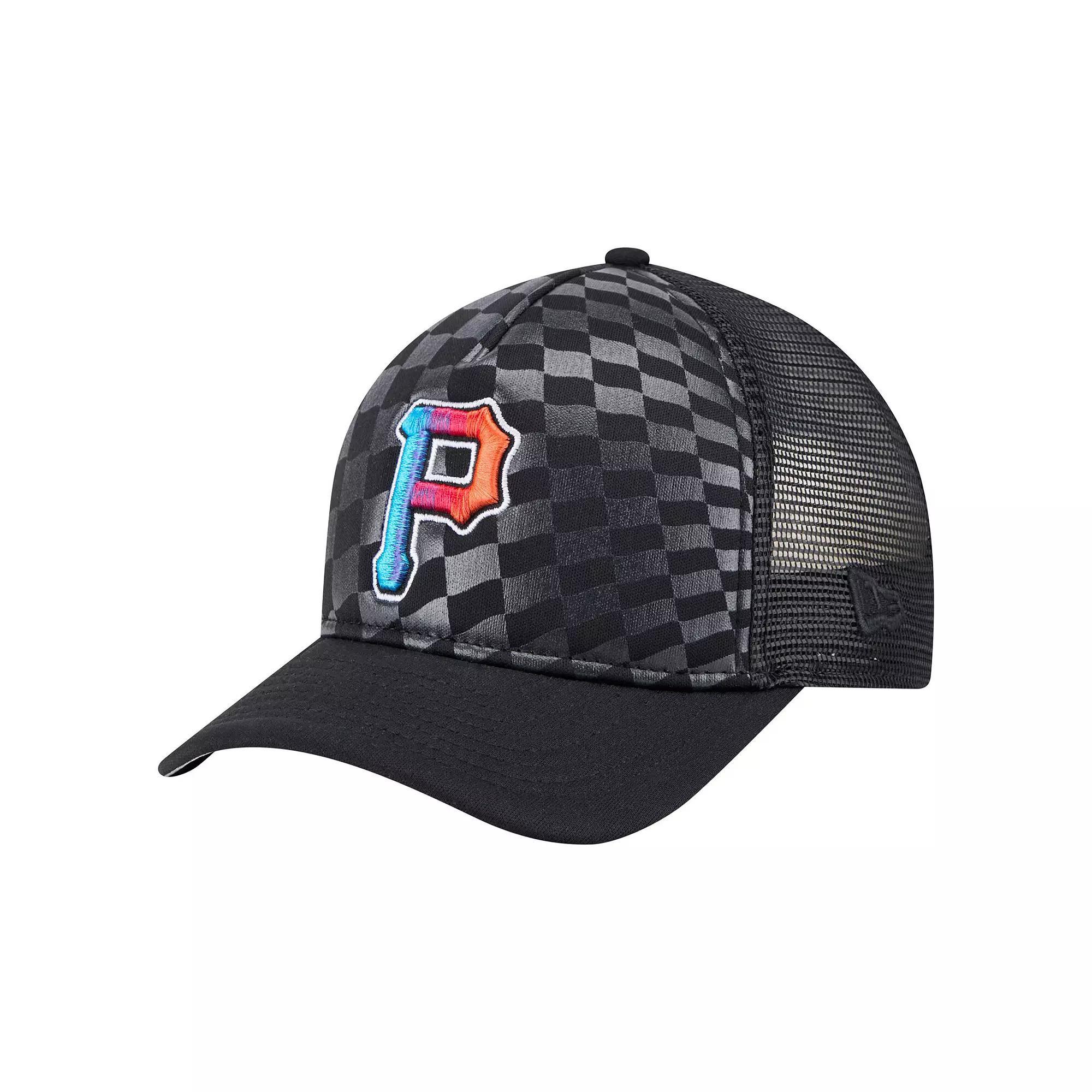 Men's New Era Black Pittsburgh Pirates Gradient 9FORTY A-Frame M-Crown Trucker Adjustable Hat Product Image