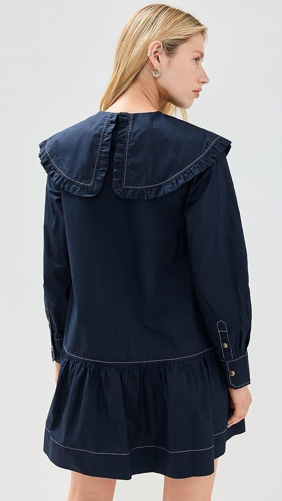GANNI Poplin Big Collar Mini Shirt Dress | Shopbop Product Image