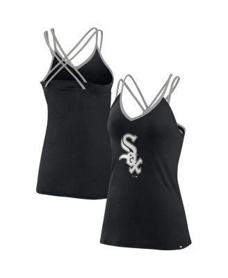 Women's Fanatics Branded Black Chicago White Sox Barrel It Up Cross Back V-Neck Tank Top, Size: 3XL Product Image