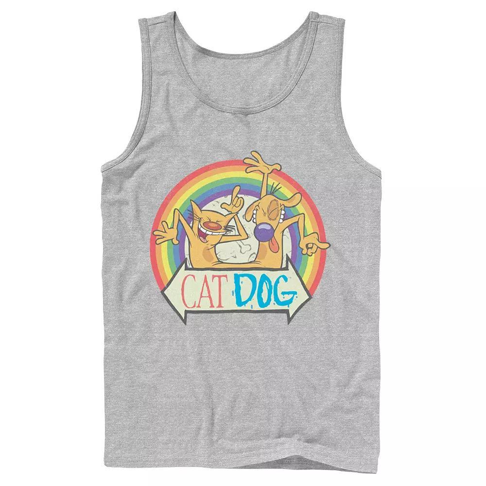 Adult CatDog Pride Rainbow Portrait Tank Top, Men's, Size: Large, Athletic Grey Product Image