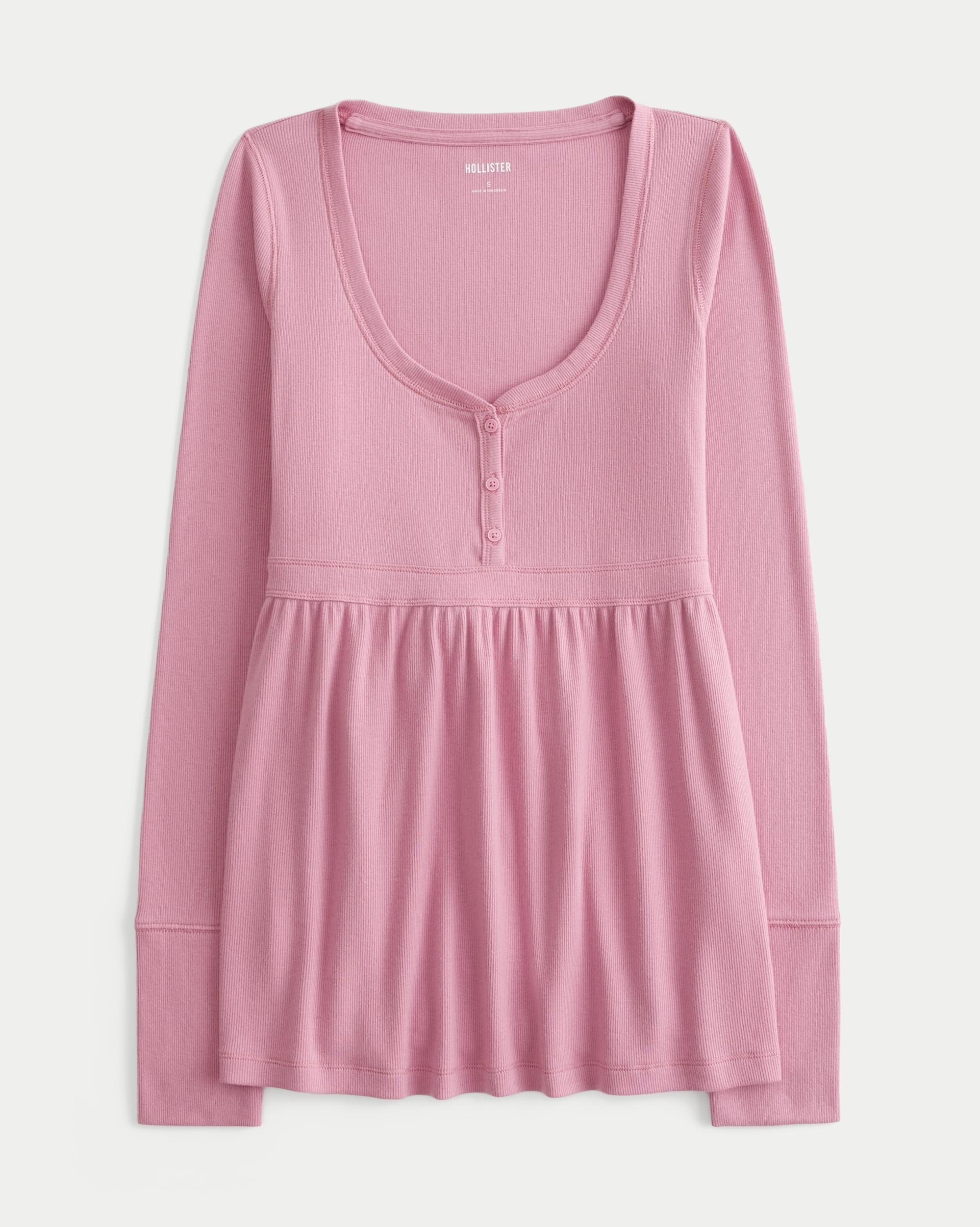 Tie-Back Henley Babydoll Top Product Image